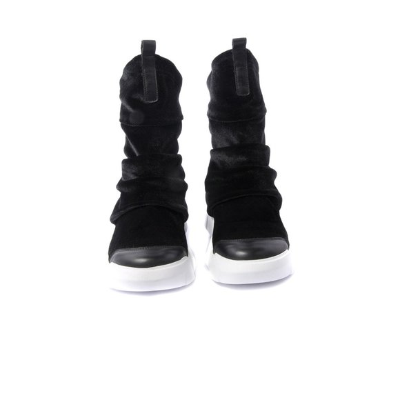 Elena Iachi Ankle Sneaker in Black Velvet Elastic - Picture 3 of 6